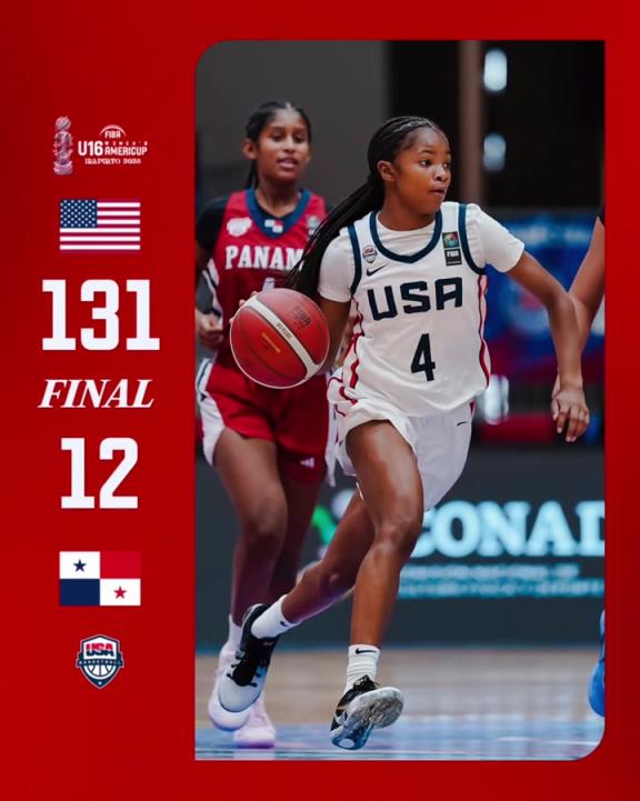 美国U16女篮狂胜巴拿马119分末节25-0零封对手